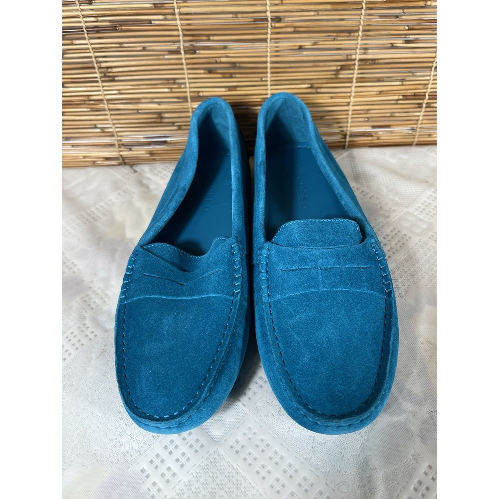SCAROSSO ASHLEY Sea Green Suede Driving Loafer Italian Italy US 9.5 Eu 40 $330